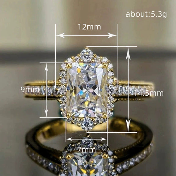 Women's Square Diamond Engagement Jewelry Copper Ring With Animal Zodiac Pattern And Zircon Design