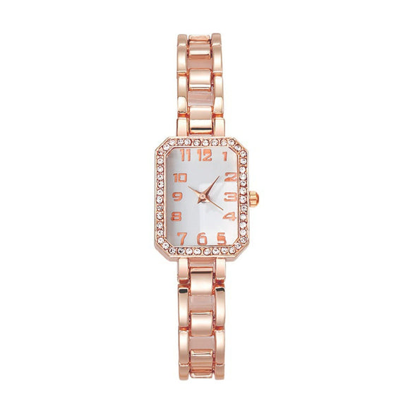 Women's Square Digital Quartz Watch Light Luxury Casual Hollow Stainless Steel Alloy