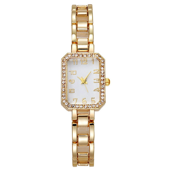 Women's Square Digital Quartz Watch Light Luxury Casual Hollow Stainless Steel Alloy