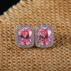 Women's Square Earrings Jewelry Copper Inlaid With Pink Zircon Geometric Style