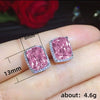 Women's Square Earrings Jewelry Copper Inlaid With Pink Zircon Geometric Style