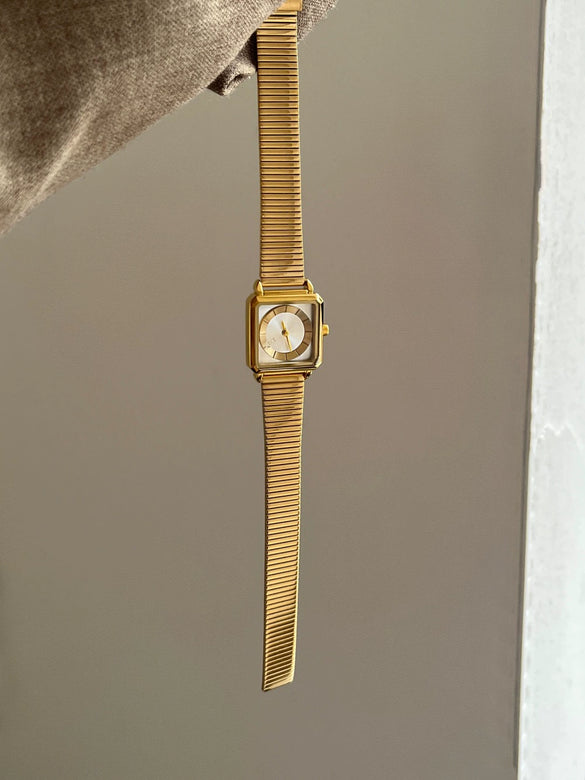 Women's Square Fashion Retro Style Alloy Case Steel Band Watch