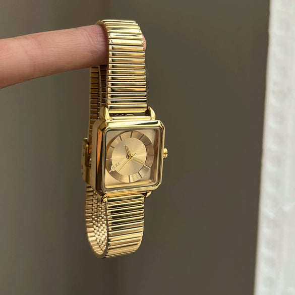 Women's Square Fashion Retro Style Alloy Case Steel Band Watch
