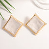 Women's Square Geometric Stud Earrings With Drip Glaze Finish Fashionable Iron Jewelry With Stainless Steel Posts And Sophisticated Style
