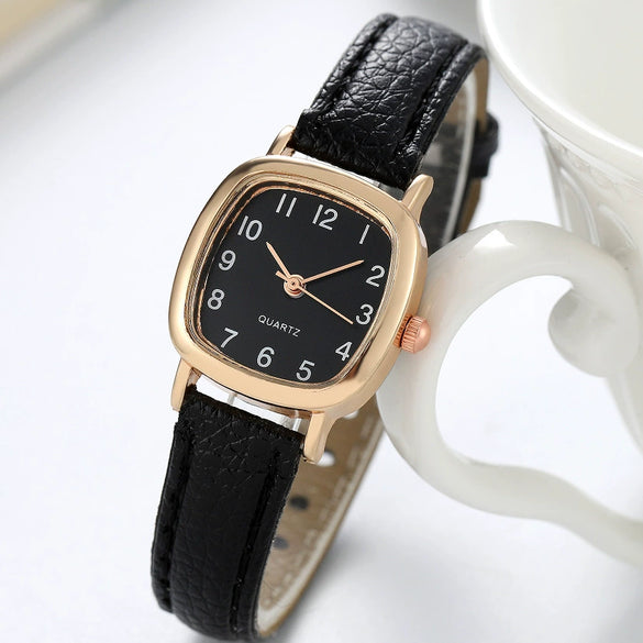 Women's Square Metal And Pu Belt Quartz Watch Retro And Leisure Style