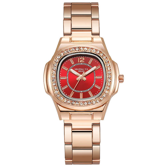 Women's Square Quartz Watch With Steel Band And Alloy Case Casual Style
