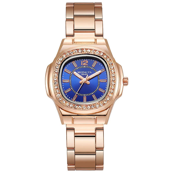 Women's Square Quartz Watch With Steel Band And Alloy Case Casual Style