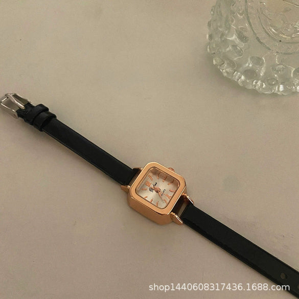 Women's Square Retro Leisure Watch Alloy Case Ordinary Glass Mirror