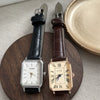 Women's Square Retro Quartz Watch With Pu Strap And Alloy Case