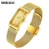 Women's Square Retro Simple Quartz Watch Zinc Alloy Case Mineral Tempered Glass Mirror Mesh Belt Genuine Cowhide Belt Stainless Steel Buckle Waterproof