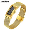 Women's Square Retro Simple Quartz Watch Zinc Alloy Case Mineral Tempered Glass Mirror Mesh Belt Genuine Cowhide Belt Stainless Steel Buckle Waterproof