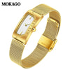 Women's Square Retro Simple Quartz Watch Zinc Alloy Case Mineral Tempered Glass Mirror Mesh Belt Genuine Cowhide Belt Stainless Steel Buckle Waterproof