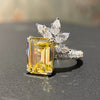 Women's Square Ring Copper With Flower Pattern And Zircon