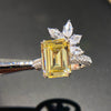 Women's Square Ring Copper With Flower Pattern And Zircon