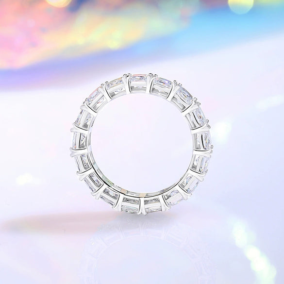 Women's Square Ring S925 Sterling Silver With Diamond And Geometric Design