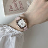 Women's Square Small Watch Alloy Case Imitation Leather Strap Leisure Style
