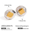 Women's Square Stainless Steel Geometric Earrings With Electroplating Design