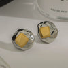 Women's Square Stainless Steel Geometric Earrings With Electroplating Design