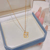 Women's Square Titanium Steel And Copper Necklace With Inlaid Zircon And Geometric Style