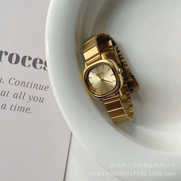Women's Square Watch With Bamboo Strap And Alloy Case