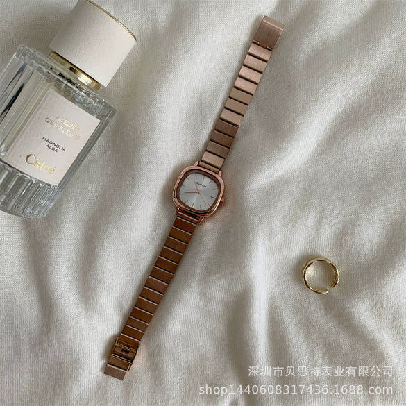 Women's Square Watch With Bamboo Strap And Alloy Case