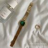 Women's Square Watch With Bamboo Strap And Alloy Case