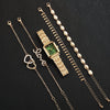 Women's Square Zinc Alloy Case Alloy Strap Quartz Watch With Heart Bracelet Leisure Style