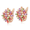 Women's Square Zircon Flower Earrings Fashion Full Stone Ear Buckle Style Natural Floral Design