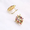 Women's Square Zircon Flower Earrings Fashion Full Stone Ear Buckle Style Natural Floral Design