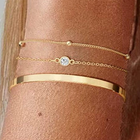 Women's Stackable U Shape Bracelet Adjustable Stainless Steel Gold Tone Geometric Electroplated Fashion Jewelry