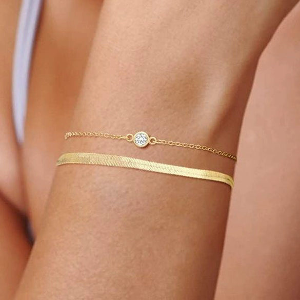Women's Stackable U Shape Bracelet Adjustable Stainless Steel Gold Tone Geometric Electroplated Fashion Jewelry