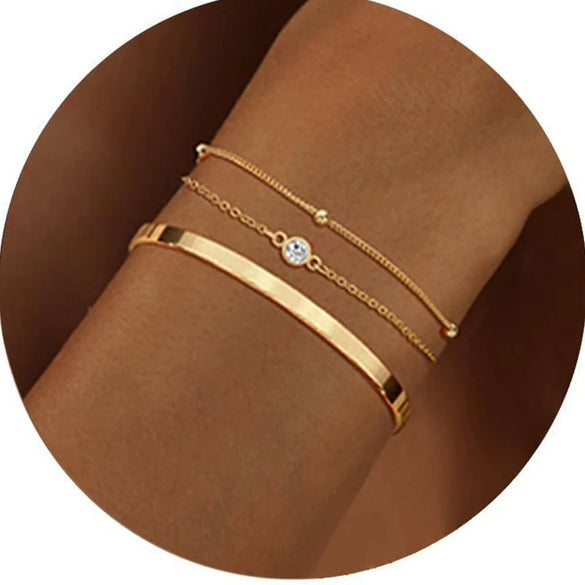 Women's Stackable U Shape Bracelet Adjustable Stainless Steel Gold Tone Geometric Electroplated Fashion Jewelry