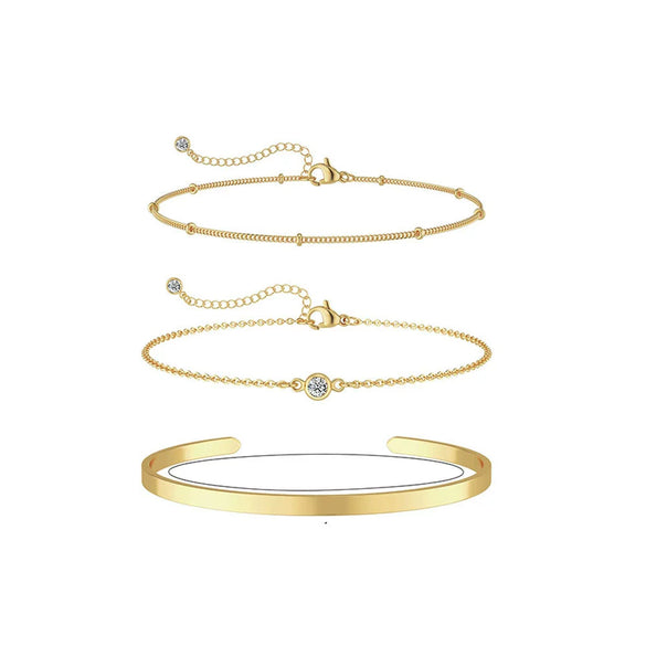 Women's Stackable U Shape Bracelet Adjustable Stainless Steel Gold Tone Geometric Electroplated Fashion Jewelry