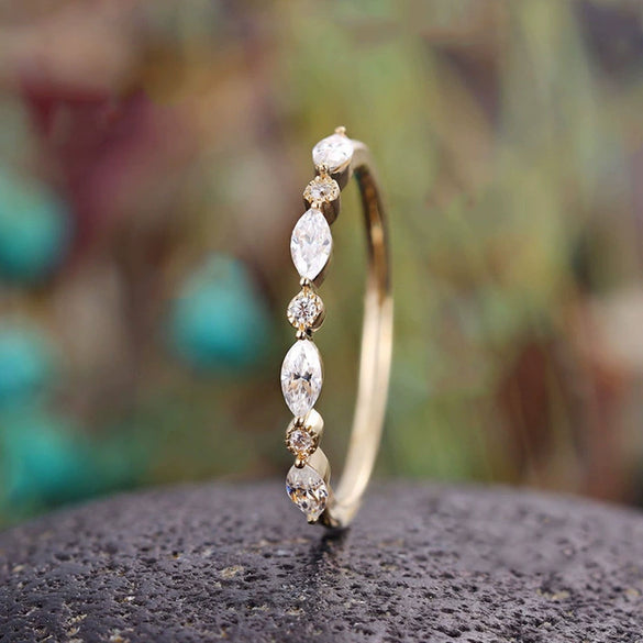 Women's Stacked Ring Copper Zircon Geometric Design