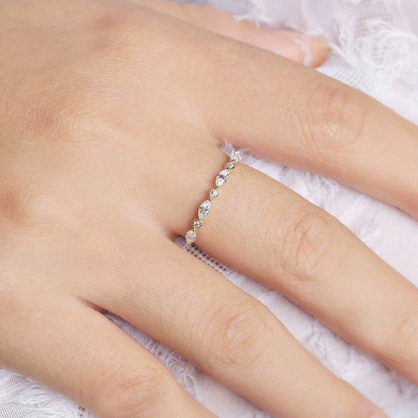Women's Stacked Ring Copper Zircon Geometric Design