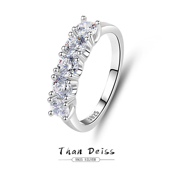 Women's Stacked Round Ring S925 Sterling Silver Geometric Style With Zircon And High Carbon Diamond