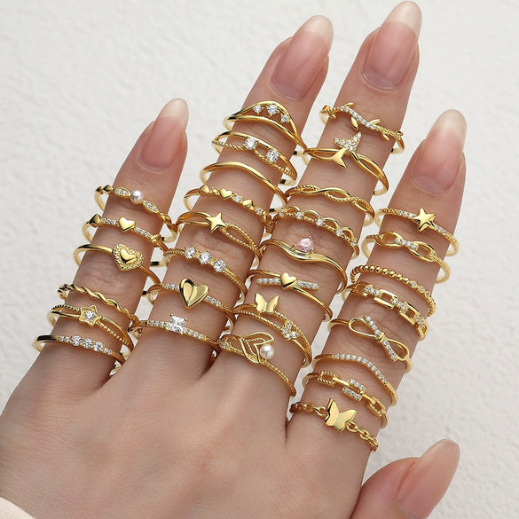Women's Stacked Row Lace Ring 925 Silver Simple Geometric Electroplated