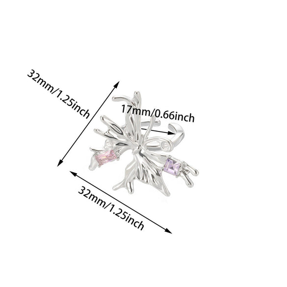 Women's Stacking Ring With Imitation Pearl Copper Animal Zodiac Diamond Studded