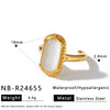 Women’s Stainless Steel Adjustable Drop Ring With Zirconia Rhinestone And Cat Eye Stone 18K Vacuum Electroplated Fashion Jewelry