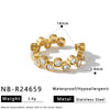 Women’s Stainless Steel Adjustable Drop Ring With Zirconia Rhinestone And Cat Eye Stone 18K Vacuum Electroplated Fashion Jewelry