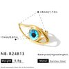 Women's Stainless Steel Adjustable Geometric Ring With Blue Eye Design And 18K Vacuum Electroplated Finish