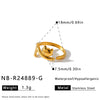 Women's Stainless Steel Adjustable Open Ring With Cat And Dog Motifs Geometric Design And 18K Vacuum Plated Finish