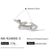 Women's Stainless Steel Adjustable Open Ring With Cat And Dog Motifs Geometric Design And 18K Vacuum Plated Finish