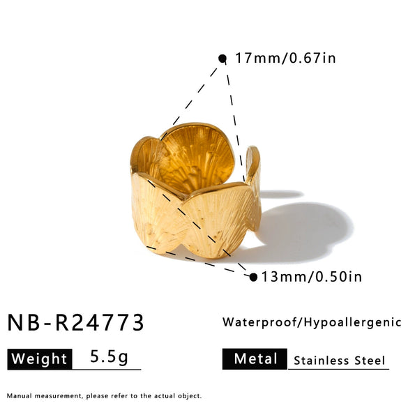 Women's Stainless Steel Adjustable Open Ring With Geometric Shell And Starfish Pattern Vacuum Plated Non Fading Jewelry