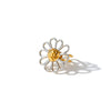 Women's Stainless Steel Adjustable Open Ring With Hollow Flower Geometric Design And Vacuum Plated Non Fading Finish
