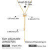 Women's Stainless Steel Adjustable Pullthrough Long Necklace With Geometric Pendant And Pvd Gold Plating