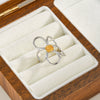 Women's Stainless Steel Adjustable Ring With Gold Silver Color Block Hollow Flower Geometric Design And 18K Vacuum Plated Finish
