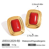 Women's Stainless Steel Agate Geometric Earrings With Electroplating
