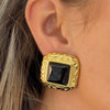 Women's Stainless Steel Agate Geometric Earrings With Electroplating