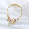 Women's Stainless Steel Alloy Gold Bracelet With Geometric Style Animal Zodiac Pattern And Diamond Design